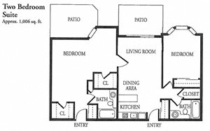 2 Bedroom 2 Bathroom Floor Plan at Cogir of Fremont, Fremont, CA